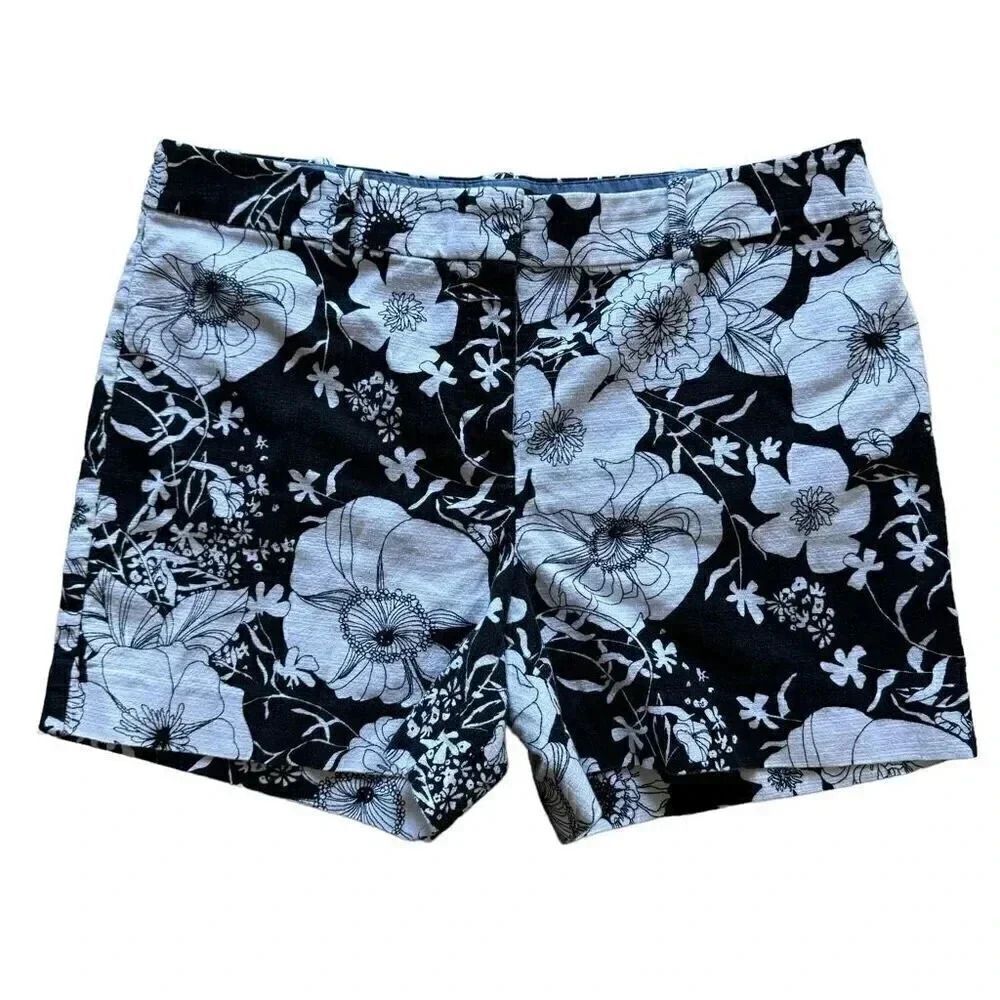 Talbots Shorts Womens Floral Print Flat Front Chino Twill Stretch Sz 10P #2025